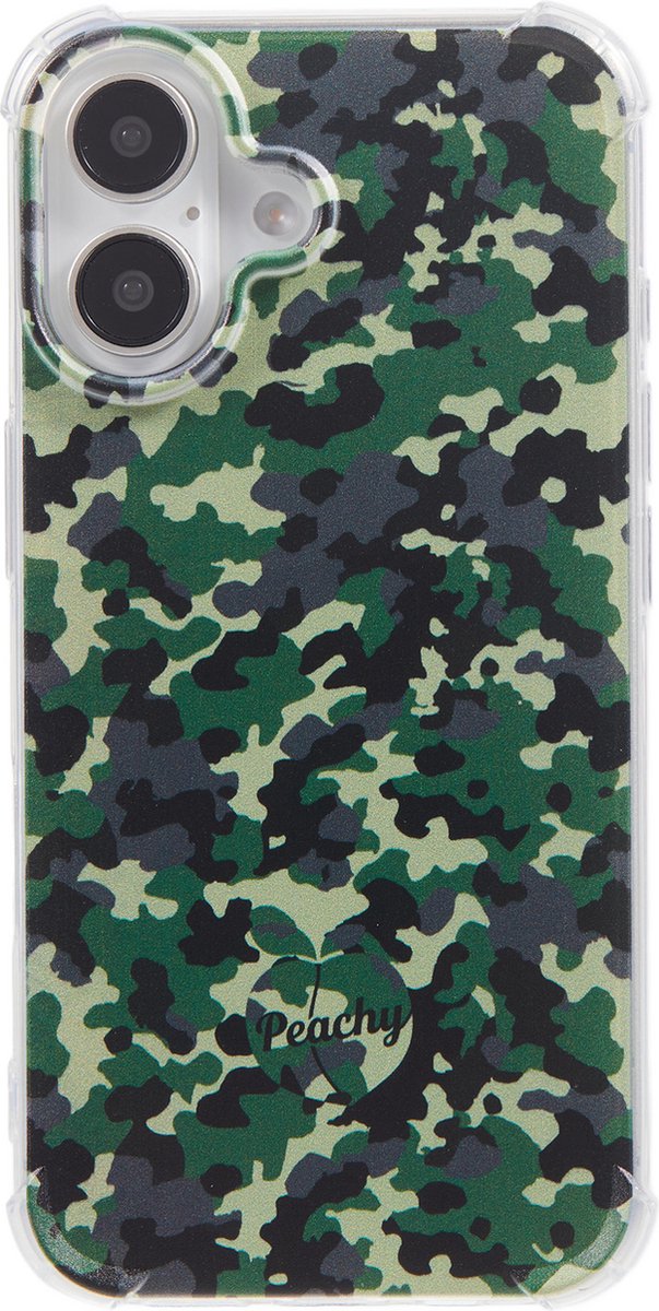 Peachy Camo Survivor TPU met versterkte hoeken hoesje geschikt voor iPhone 16 - Army Green