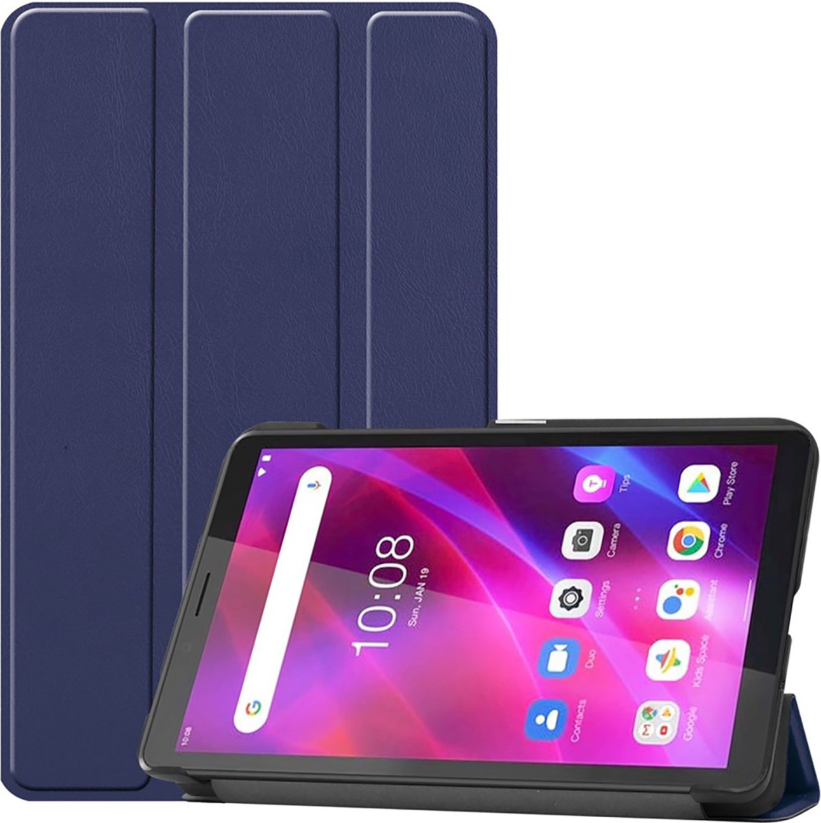 Cazy tablet Hoes geschikt voor Lenovo Tab M7 (3rd Gen) - TriFold Bookcase - Blauw