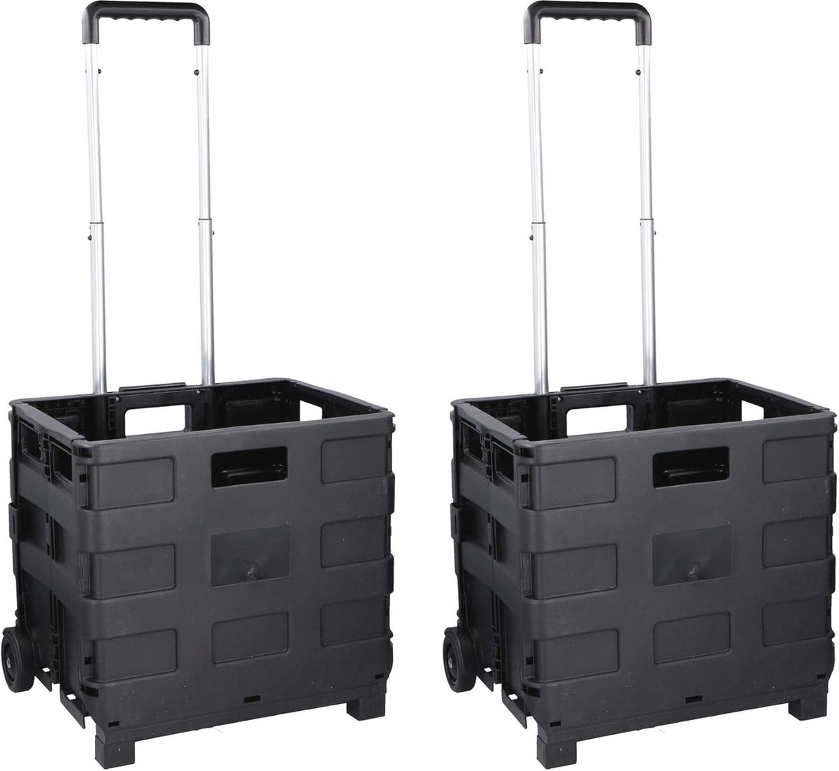 Set van 2 Opvouwbare Transporttrolleys - Boodschappentrolley met 25 kg Capaciteit - Inklapbare Trolley voor Boodschappen, Gereedschap en Meer