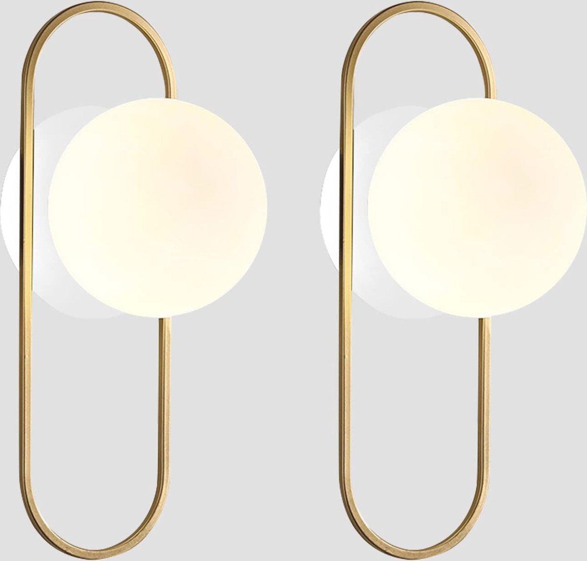 Gouden Glas Globe Wandkandelaar Set van 2 - Mid-Century Moderne Vintage Wandlampen voor Rustieke Badkamers en Spiegels