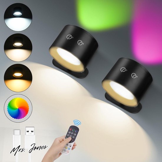PORFOYO 2 stuks led-wandlamp voor binnen, USB-oplaadbare wandlamp met 3 kleurmodi, dimbaar zonder lagers, 360 graden draaibaar, wandleeslamp, led- bedlampje PORFOYO 2 stuks led-wandlamp voor binnen, USB-oplaadbare wandlamp met 3 kleurmodi, dimbaar zonder lagers, 360 graden draaibaar, wandleeslamp, led- bedlampje