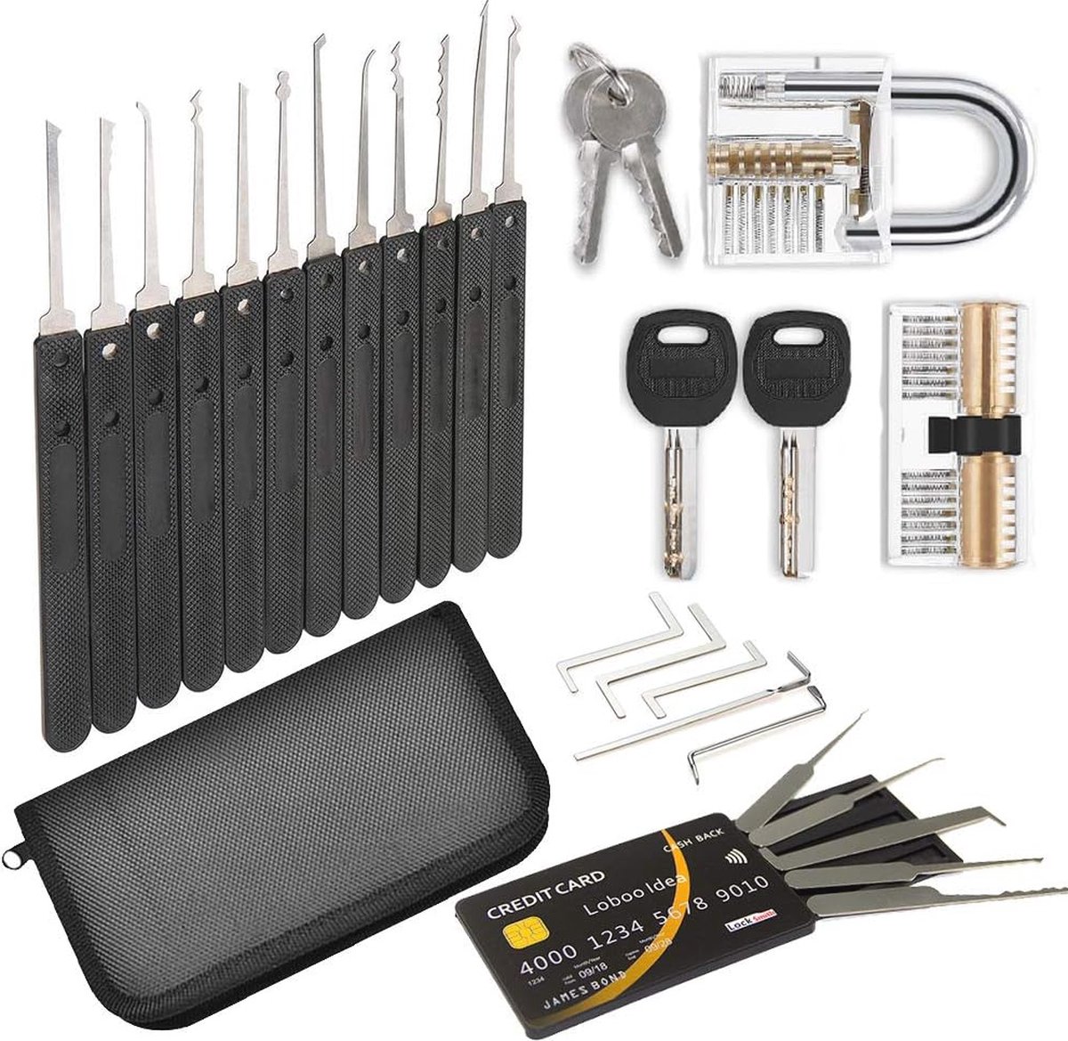 Lock Picking Set - 17 Stuks Slotenmaker Gereedschap voor Beginners en Professionals — cadeau in Hobby - foto 3