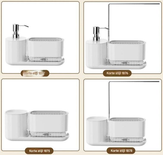 4-in-1 Zeepdispenser Set - Dubbele Pomp Met Sponshouder Zwart