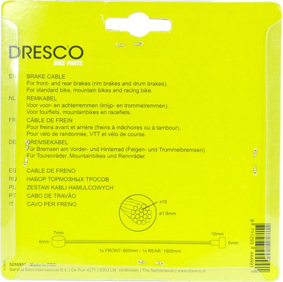 Dresco Remkabelset - Voor en achter van Dresco — afbeelding 3