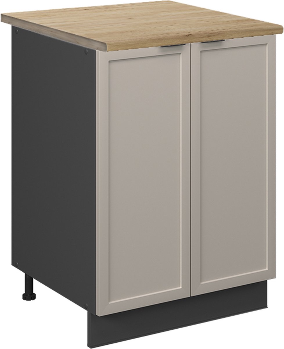 Vicco Fame-Line Keukenonderkast – 60 cm, WB Eik GrijsBeige GrijsBeige/Antraciet
