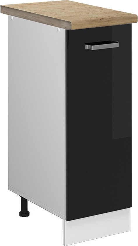 Vicco Armoire à pharmacie R- Line, Zwart brillant/ Wit, 30 cm, Chêne WB