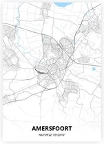 Amersfoort plattegrond - A3 poster - Zwart blauwe stijl