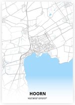 Hoorn plattegrond - A3 poster - Zwart blauwe stijl