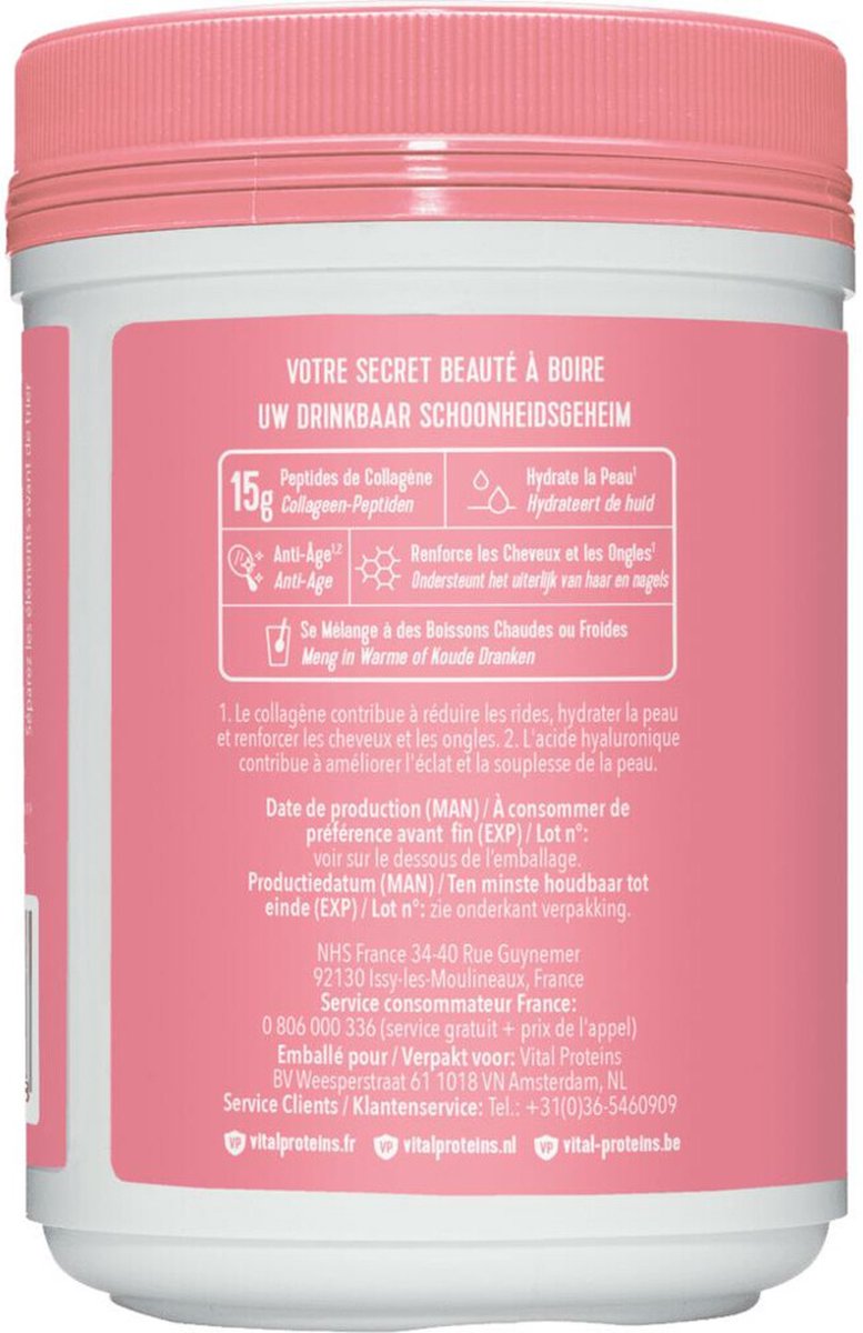 Vital Proteins Beauty Collageen Aardbei en Citroen - 2 x 271 gr - Voordeelverpakking