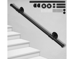 Trapleuning Gepoedercoat Leuningen Diameter 32 mm Outdoor Indoor Zwart Lengte 100cm