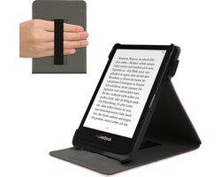 kwmobile e-reader hoesje geschikt voor Pocketbook Touch Lux 4/5/HD 3/Color 2020/ Vivlio Lux 5 hoes - E reader flip case van kunstleer - Ereader cover met handgrip en stand - In roségoud