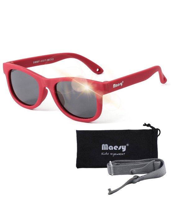 Maesy Baby Zonnebril Indi – 0 t/m 2 Jaar - Elastiek - Flexibel - UV400 Bescherming - Zonnebril Kind - Rood