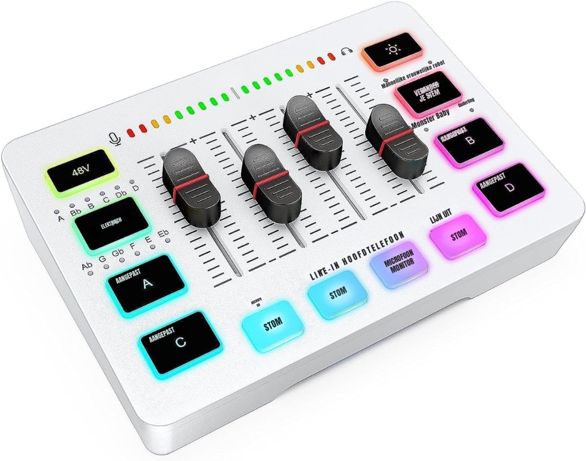 RONN® Audio Mixer – Streaming – DJ Draaitafel – DJ Mix Set – Wit - 21cm x 18cm x 7cm; 540 g