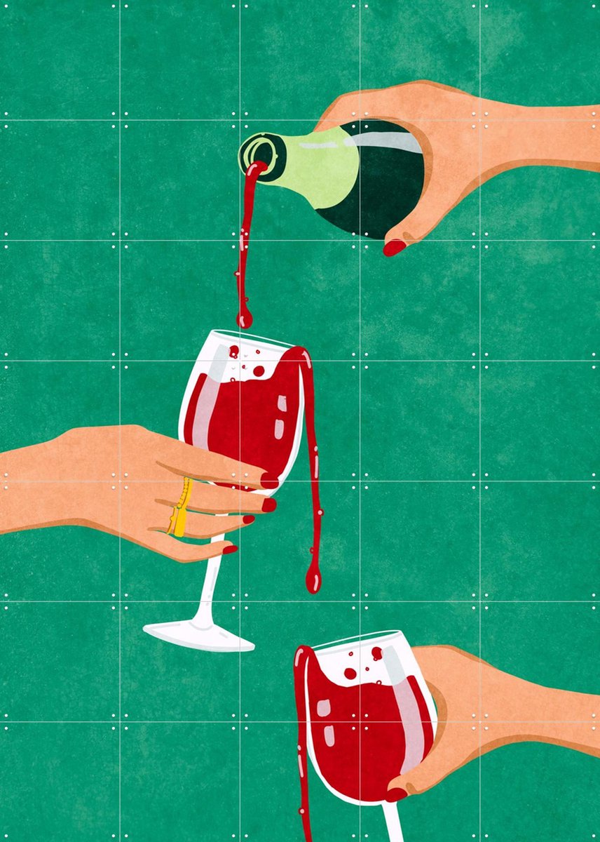 IXXI Cheers Girls, Raissa Oltmanns - 100 x 140 cm - Gratis ophangtool - Grote wanddecoratie en posters - Illustraties, Grafisch Ontwerp, Speels