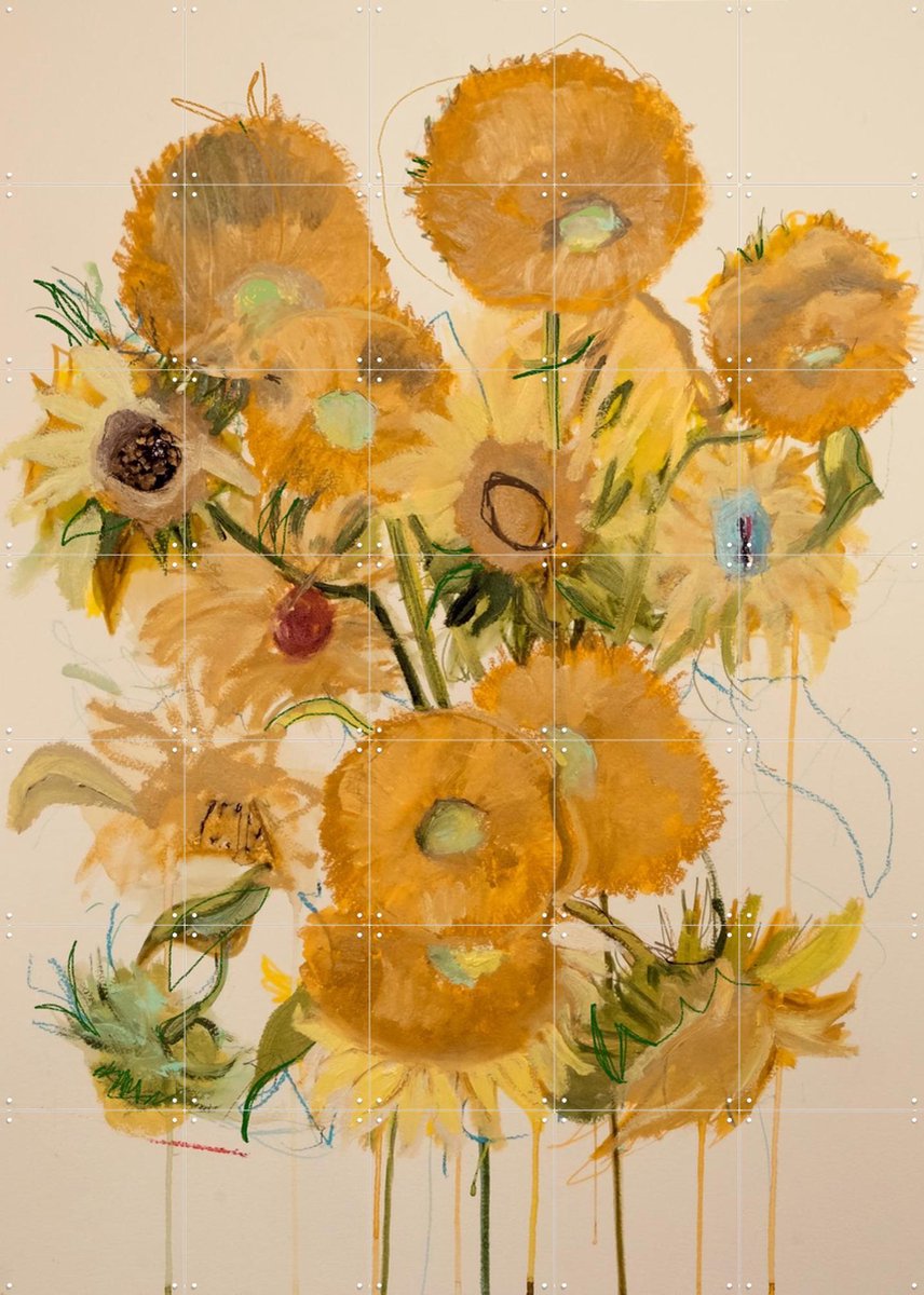 IXXI Sunflowers Vincent, Leigh Viner & Van Gogh 21st Century - 100 x 140 cm - Gratis ophangtool - Grote wanddecoratie en posters - Gemengde
