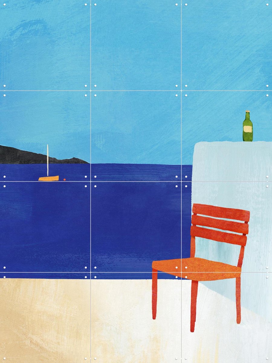 IXXI Red Chair, Henry Rivers - 60 x 80 cm - Gratis ophangtool - Grote wanddecoratie en posters - Minimalisme, Grafisch Ontwerp, Illustraties, Speels