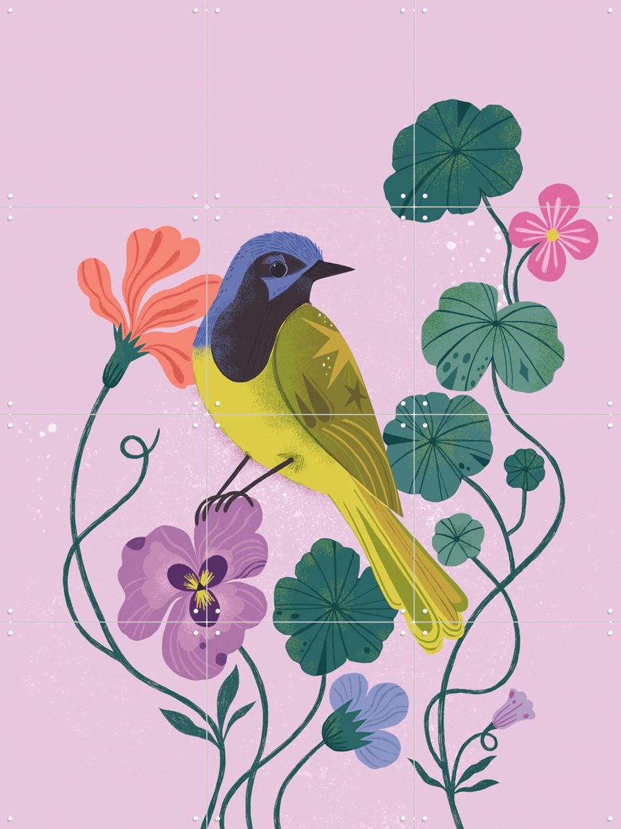 IXXI Green Jay, Bethan Janine - 60 x 80 cm - Gratis ophangtool - Grote wanddecoratie en posters - Grafisch Ontwerp, Kleurrijk, Speels, Illustraties