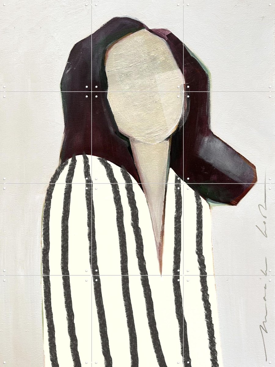 IXXI Lady in Stripes, Maaike Koster & My Deer Art Shop - 60 x 80 cm - Gratis ophangtool - Grote wanddecoratie en posters - Abstract, Strepen