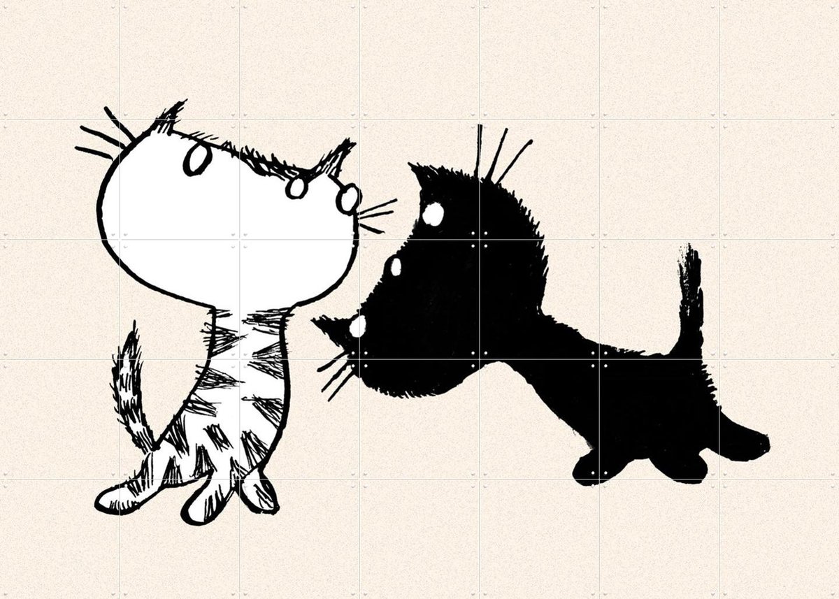 IXXI Pim & Pom 2, Fiep Westendorp - 140 x 100 cm - Gratis ophangtool - Grote wanddecoratie en posters - Cartoonesk, Illustraties, Speels, Line art