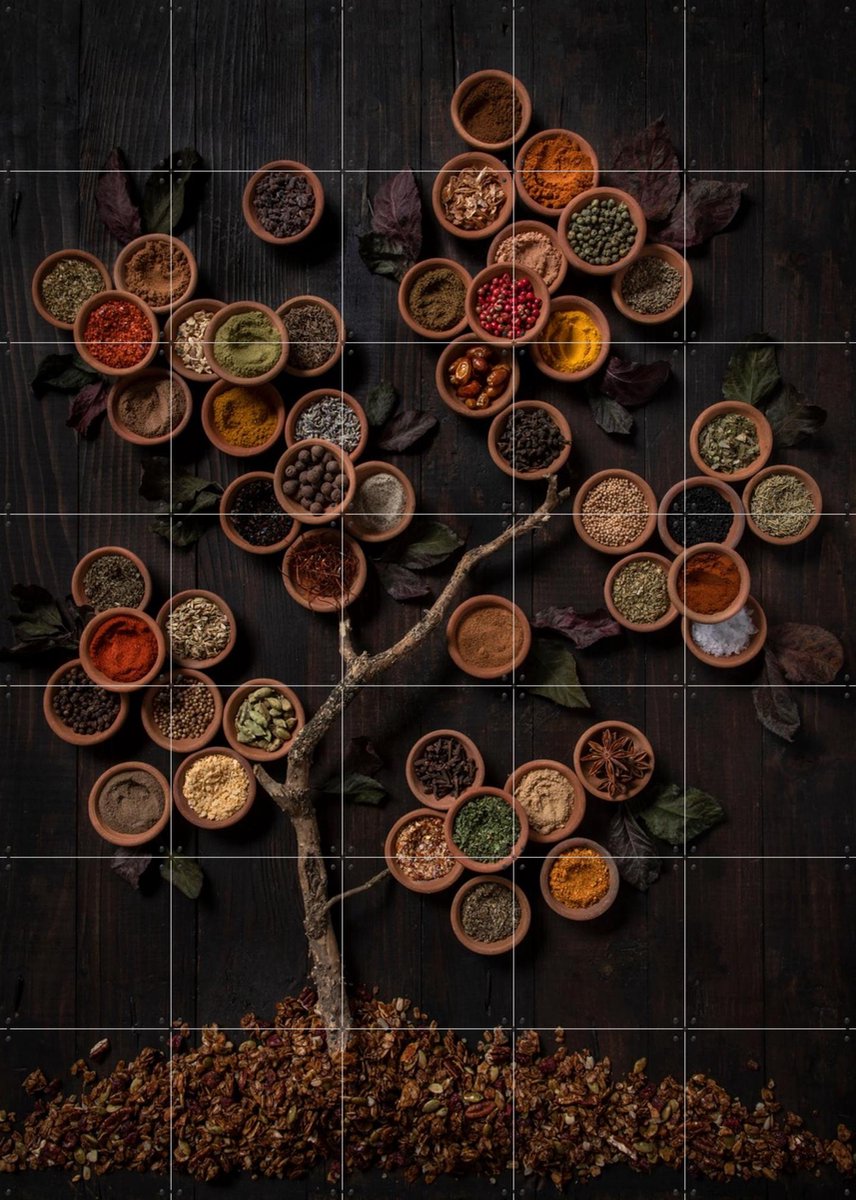 IXXI Tree of Spice, Diana Popescu & Various - 100 x 140 cm - Gratis ophangtool - Grote wanddecoratie en posters - Fotografie, Woonkamer, Eetkamer