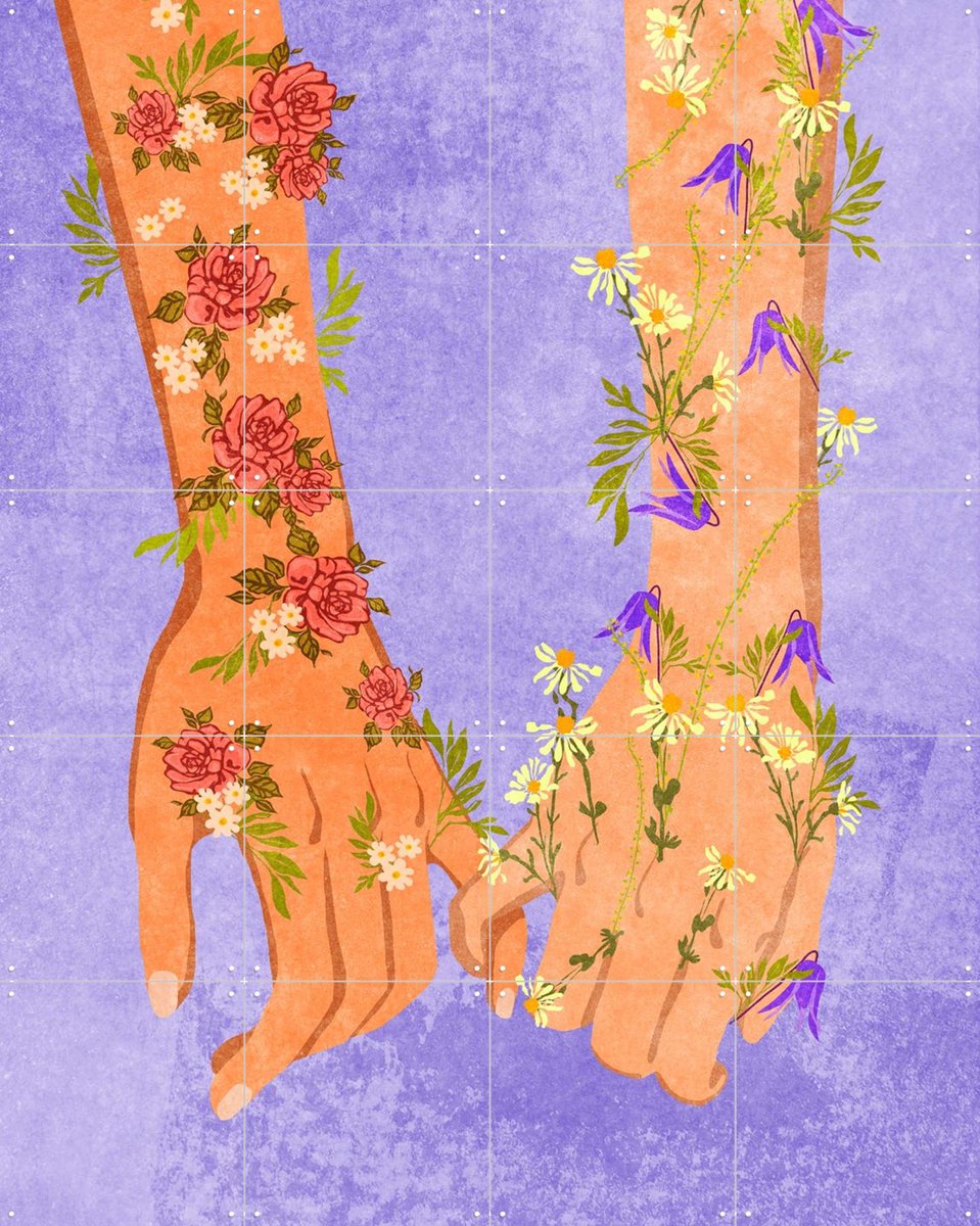 IXXI Holding Hands, Raissa Oltmanns - 80 x 100 cm - Gratis ophangtool - Grote wanddecoratie en posters - Digitale Kunst, Illustraties, Grafisch