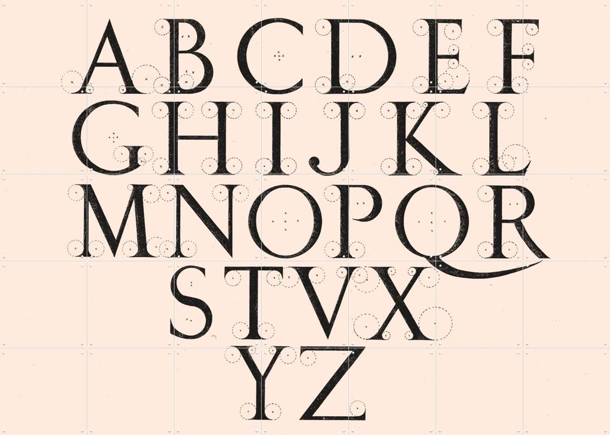IXXI Alphabet Capitals, Aster Edition - 140 x 100 cm - Gratis ophangtool - Grote wanddecoratie en posters - Minimalisme, Grafisch Ontwerp, Typografie