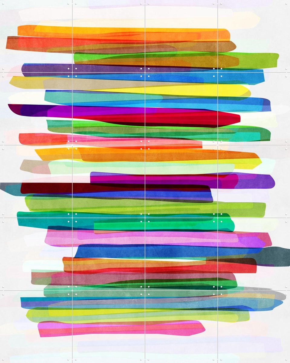 IXXI Colorful Stripes, Mareike Böhmer - 80 x 100 cm - Gratis ophangtool - Grote wanddecoratie en posters - Aquarel, Abstract, Kleurrijk, Grafisch