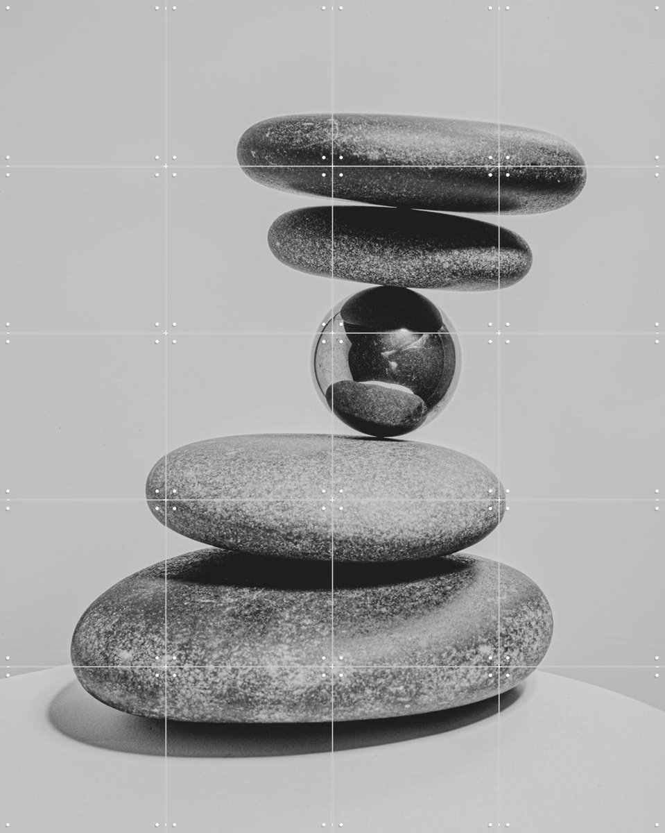 IXXI Balanced Stones with Blackpearl, Sander van Laar - 80 x 100 cm - Gratis ophangtool - Grote wanddecoratie en posters - Fotografie, Geometrische