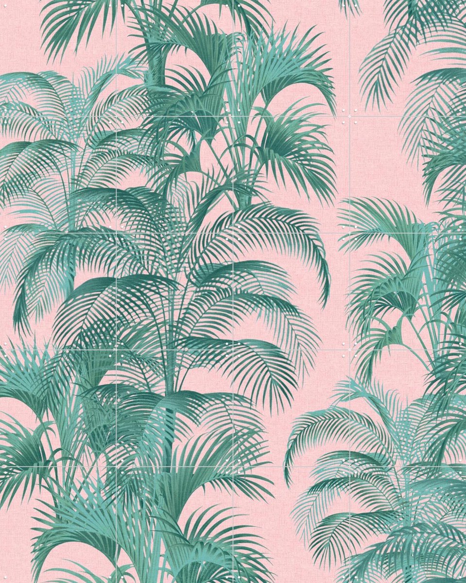 IXXI Tropical Palm Leaves - pink, Bloomery Decor - 80 x 100 cm - Gratis ophangtool - Grote wanddecoratie en posters - Grafisch Ontwerp, Houtsnede