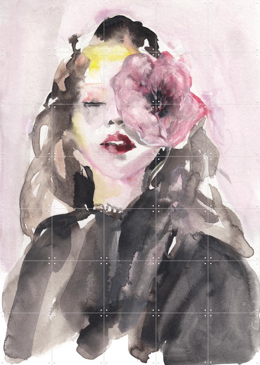 IXXI Face Like Melody, Victoria Verbaan - 100 x 140 cm - Gratis ophangtool - Grote wanddecoratie en posters - Illustraties, Aquarel, Slaapkamer