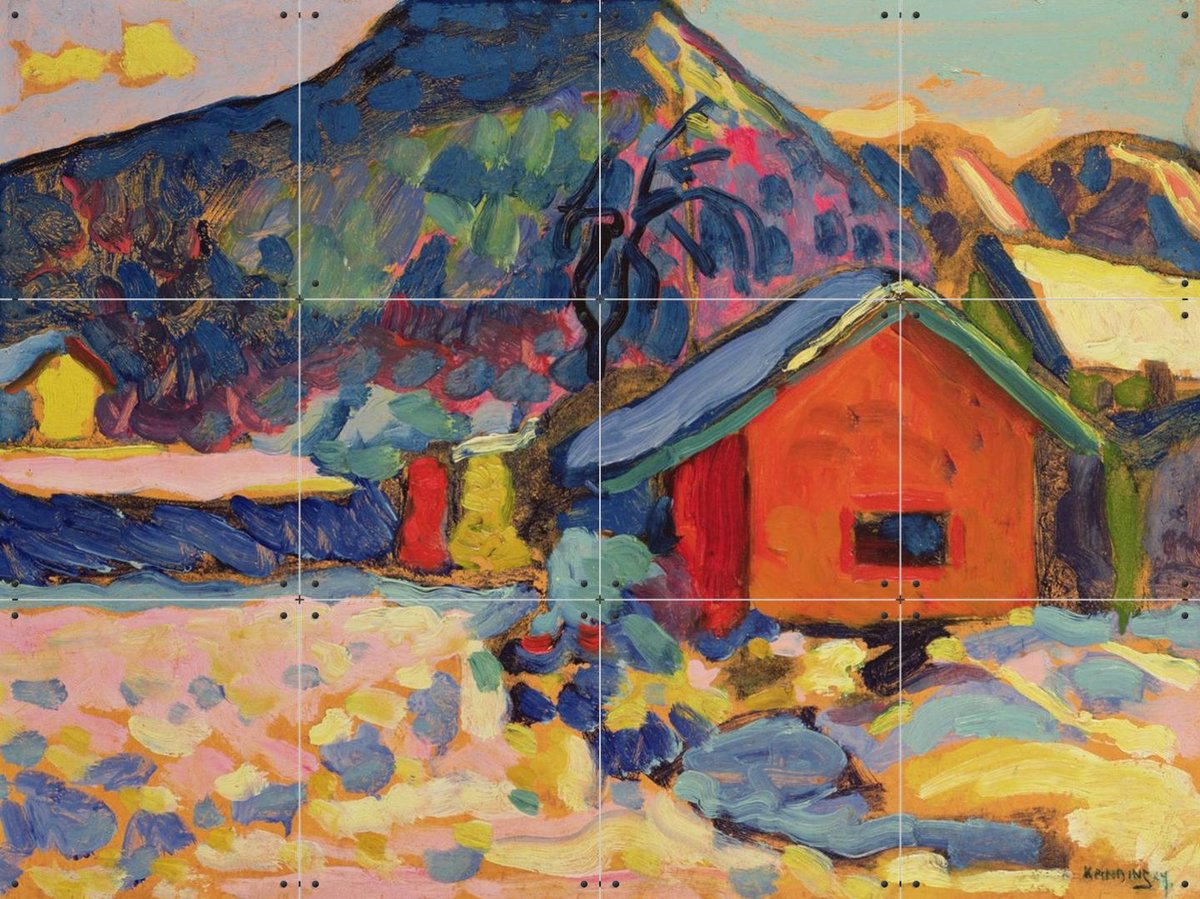 IXXI Winter Study with Mountain, Kandinsky & Bridgeman Images - 80 x 60 cm - Gratis ophangtool - Grote wanddecoratie en posters - Impressionisme
