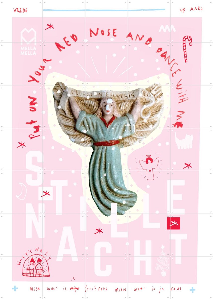 IXXI Stille Nacht, Mella Mella - 100 x 140 cm - Gratis ophangtool - Grote wanddecoratie en posters - Speels, Illustraties, Typografie, Woonkamer