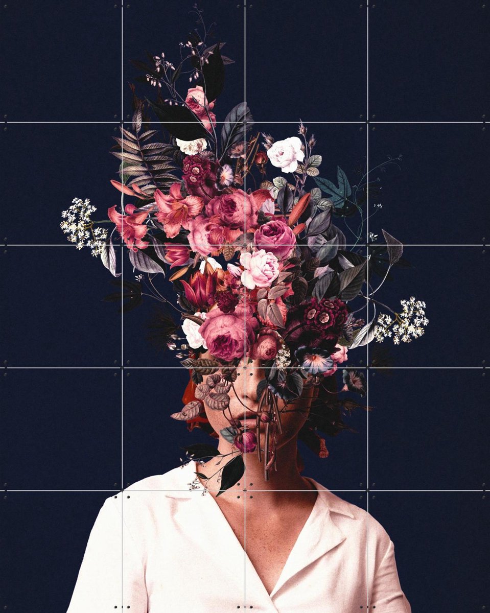IXXI Rose Memoir, Frank Moth - 80 x 100 cm - Gratis ophangtool - Grote wanddecoratie en posters - Collage, Surrealisme, Digitale Kunst, Slaapkamer