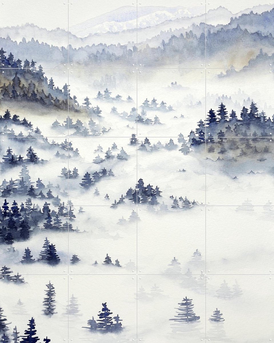 IXXI Foggy Landscape, Natalie Bruns - 80 x 100 cm - Gratis ophangtool - Grote wanddecoratie en posters - Minimalisme, Impressionisme, Naturalisme
