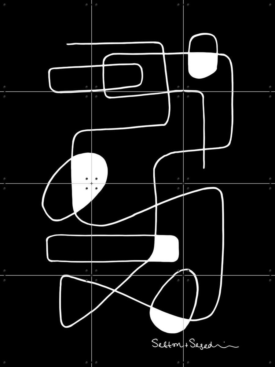 IXXI Linework black, Sefton & Segedin - 60 x 80 cm - Gratis ophangtool - Grote wanddecoratie en posters - Minimalisme, Illustraties, Abstract