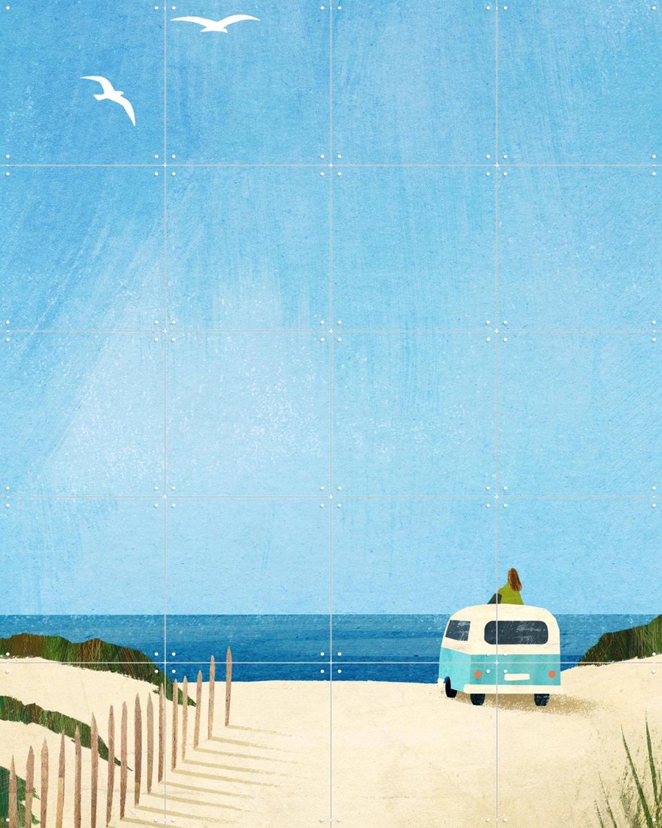 IXXI Van Life II, Henry Rivers - 80 x 100 cm - Gratis ophangtool - Grote wanddecoratie en posters - Speels, Minimalisme, Vintage, Illustraties