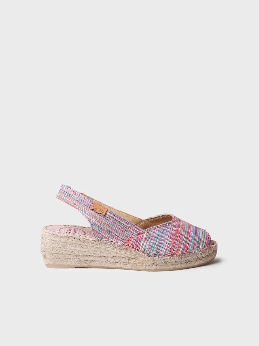 Espadrilles met open neus, sleehak en gestreepte stof voor dames | BERI-RG