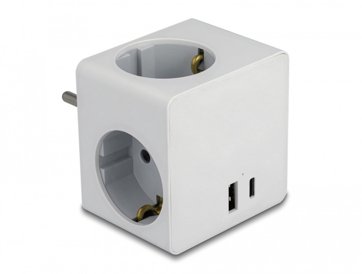 Bol.com Delock Multi Socket Cube 3-way with childproof lock and USB PD 3.0 charger 20 W white aanbieding