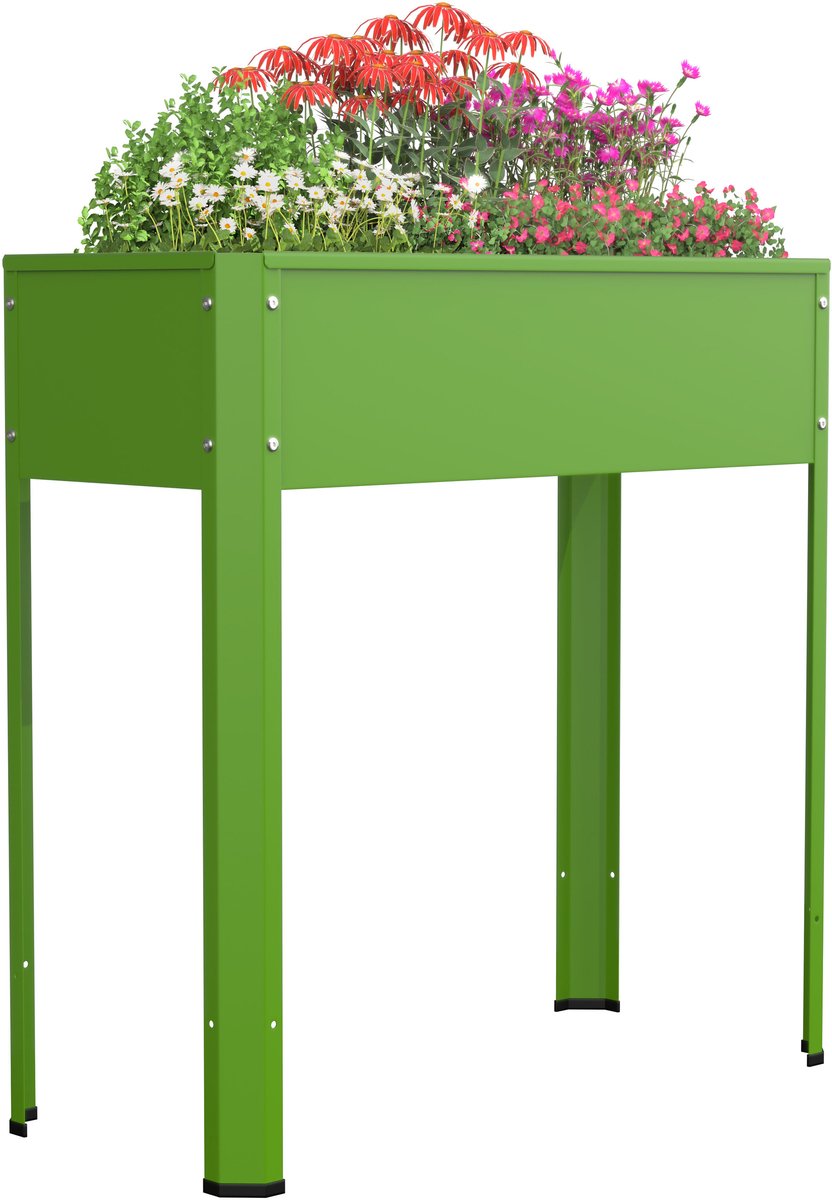 VCM Metall Hochbeet 80x35x80 cm, stehender Pflanzkasten für Balkon Terrasse Garten, Blumenkasten, Balora L