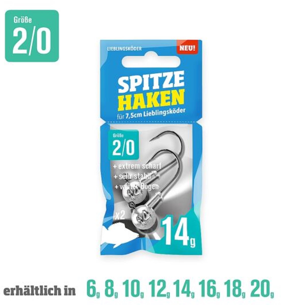 Lieblingskoder Spitze Haken Jigheads 18g / #2/0