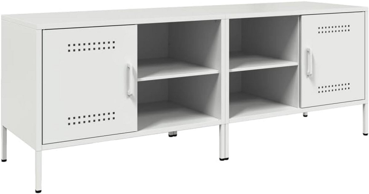 Set van 2 TV-Meubels Wit Staal Industrieel Design