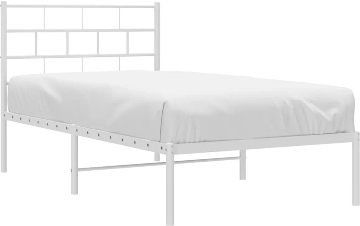 Eenpersoonsbed met Hoofdbord Metaal Wit 80x200 cm - Sterk Ledikant