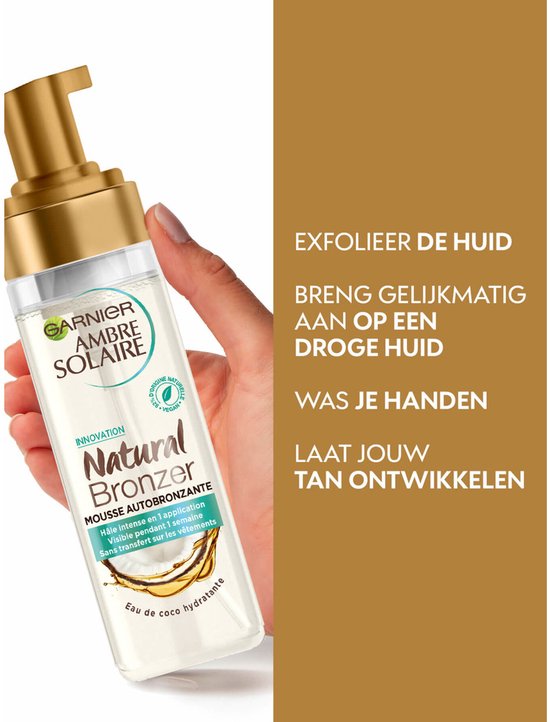 Garnier Ambre Solaire Self Tan Mousse - Zelfbruiner voor Lichaam & Gezicht met Hydraterend Kokoswater - 200ml