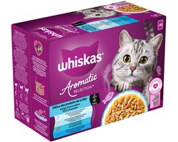 Whiskas Kattenvoer Nat Aromatic Adult 1+ Zeevruchten Selectie Multipack - 12x85 gr