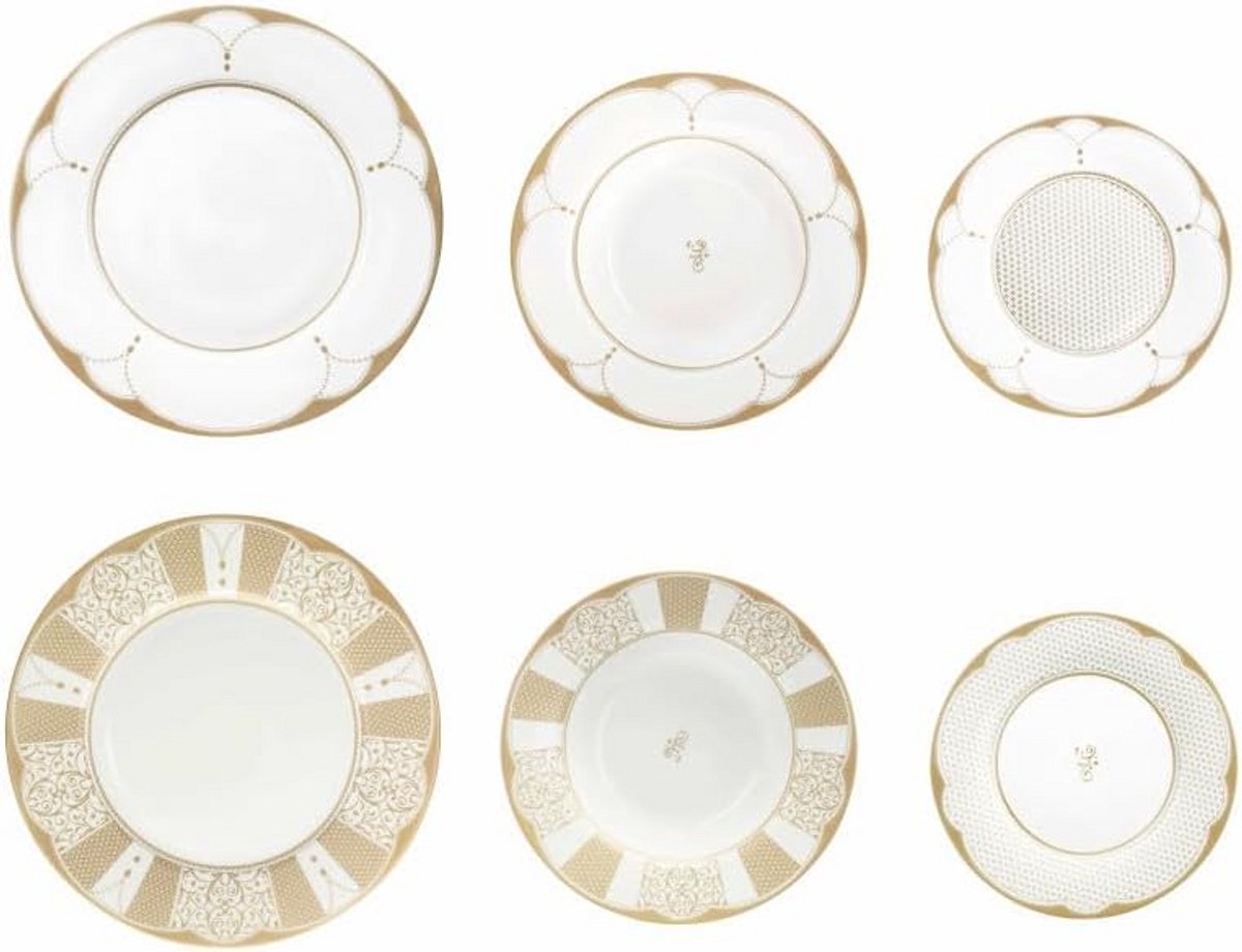18-delig tafelservies porselein wit met gouden rand