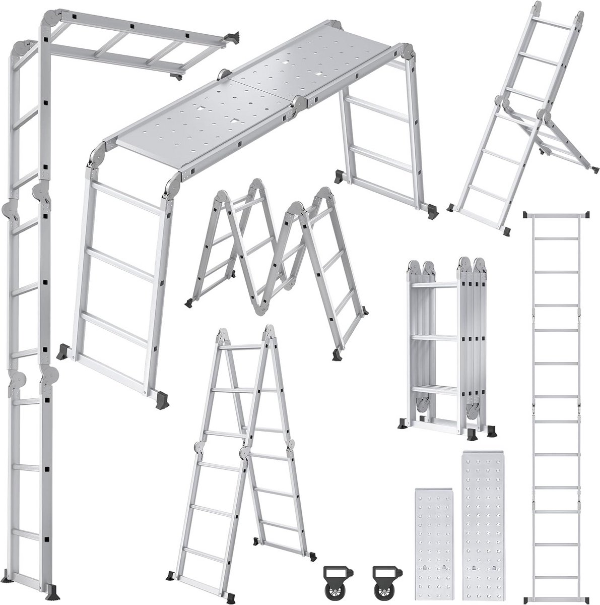 6-in-1 Inklapbare Aluminium Steiger en Werkladder tot 3,4 meter