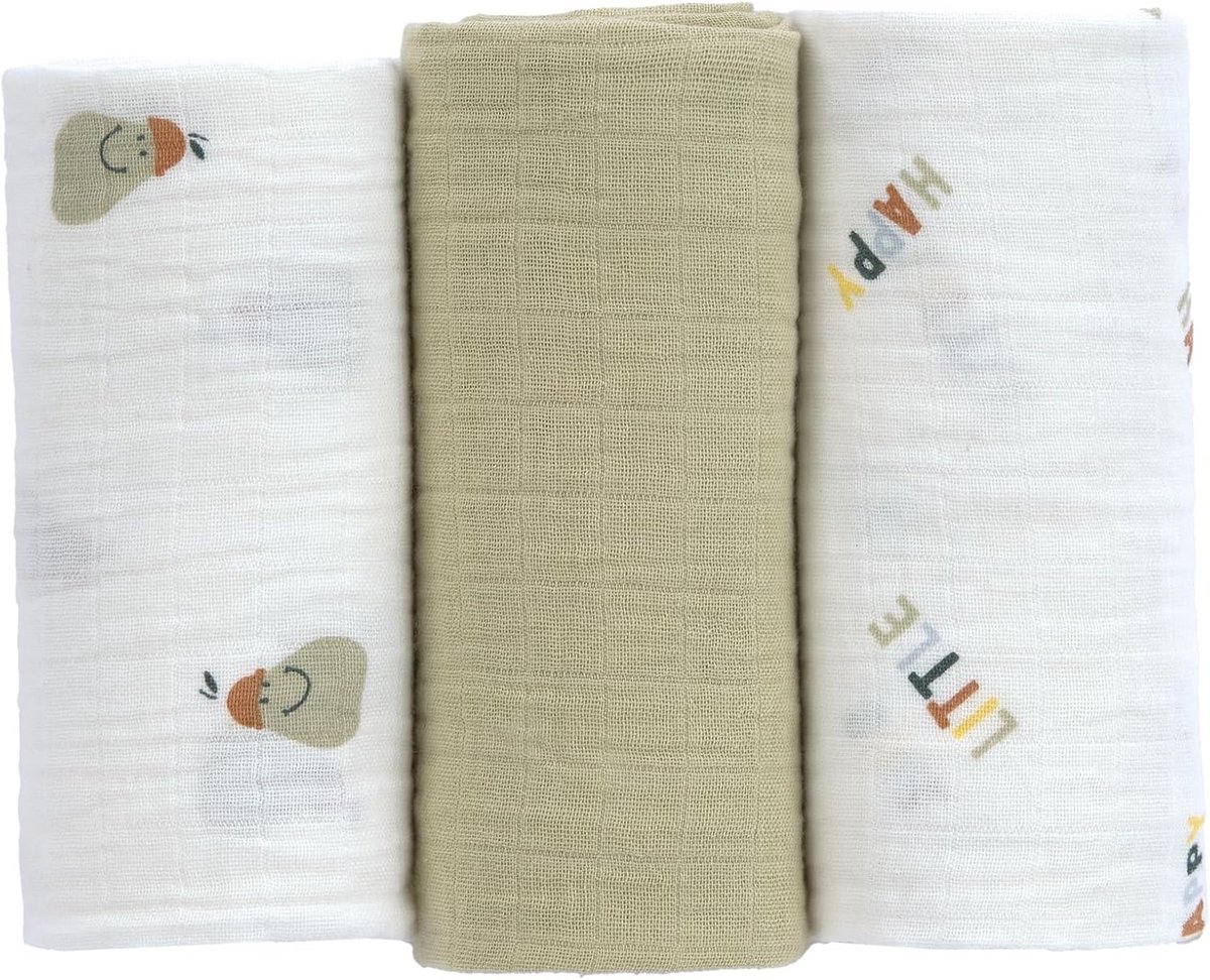 Set van 3 Hydrofiele Luiers Katoen 60x60 cm Zacht en Absorberend