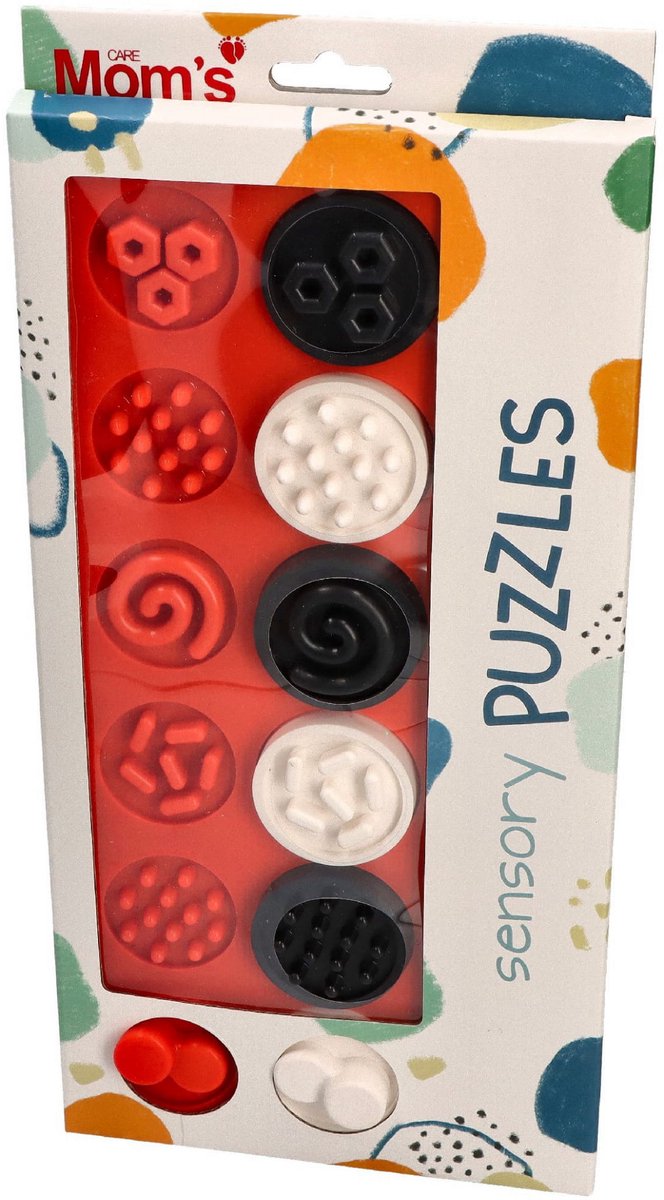 Mom's Care sensorisch speelgoed XL contrast puzzel wielen zwart-wit.