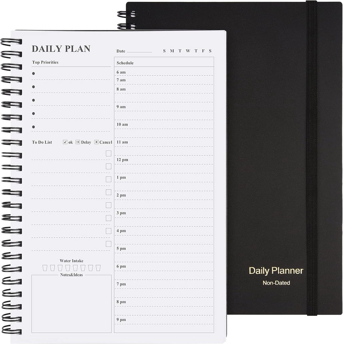 Ongedateerde Dagelijkse Agenda en Planner met Urenschema voor Structuur en Productiviteit