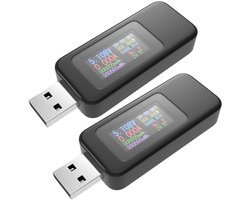 2 Stuks USB Tester Spanningsmeter Stroom Voltmeter Ampere Meter voor USB en USB-C